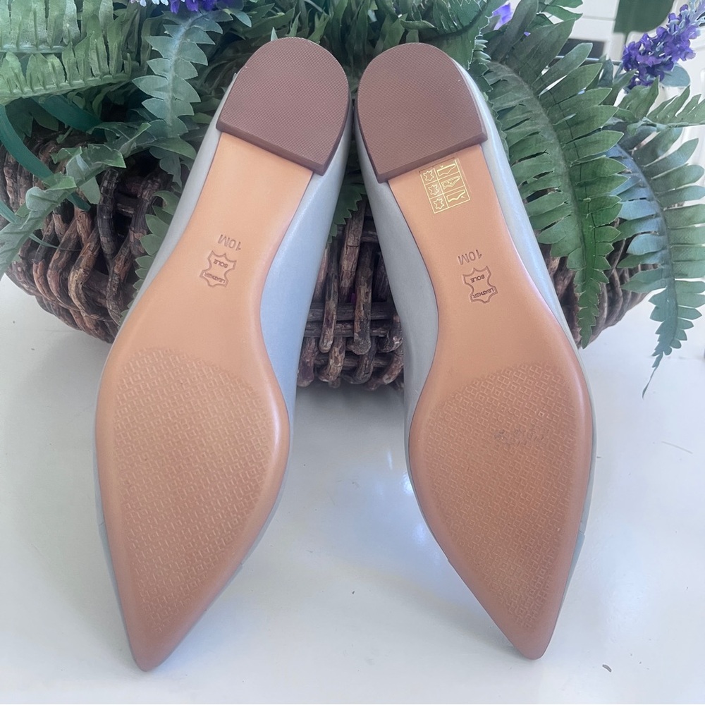 TORY BURCH NWOB Fairford Pointed Toe Ballet Flats 10M Powder Blue Cap Toe $275 - Picture 7 of 13